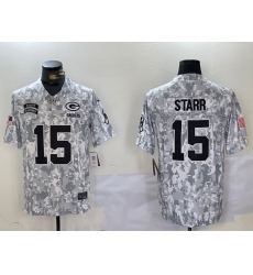 Men's Green Bay Packers #15 Bart Starr Arctic Camo 2024 FUSE Salute to Service Limited Stitched Jersey