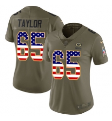 Women's Nike Green Bay Packers #65 Lane Taylor Limited Olive/USA Flag 2017 Salute to Service NFL Jersey