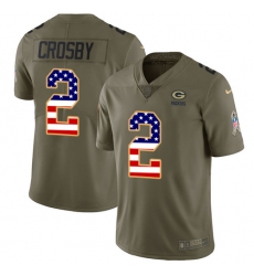 Youth Nike Green Bay Packers #2 Mason Crosby Limited Olive/USA Flag 2017 Salute to Service NFL Jersey
