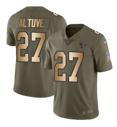 Youth Nike Houston Texans #27 Jose Altuve Limited Olive/Gold 2017 Salute to Service NFL Jersey