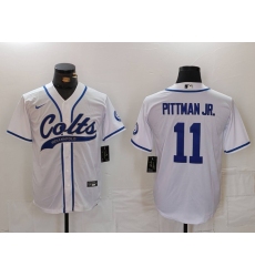 Men's Indianapolis Colts #11 Michael Pittman Jr White Cool Base Stitched Baseball Jersey