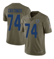 Youth Nike Indianapolis Colts #74 Anthony Castonzo Limited Olive 2017 Salute to Service NFL Jersey