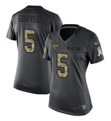Women's Nike Jacksonville Jaguars #5 Blake Bortles Limited Black 2016 Salute to Service NFL Jersey