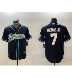 Men's Jacksonville Jaguars #7 Brian Thomas Jr Black With Cool Base Stitched Baseball Jersey