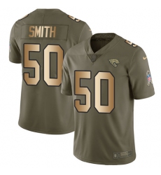 Men's Nike Jacksonville Jaguars #50 Telvin Smith Limited Olive/Gold 2017 Salute to Service NFL Jersey
