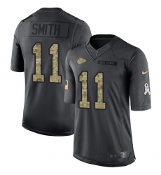 Men's Nike Kansas City Chiefs #11 Alex Smith Limited Black 2016 Salute to Service NFL Jersey