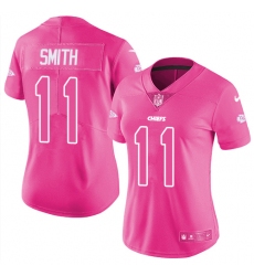 Women's Nike Kansas City Chiefs #11 Alex Smith Limited Pink Rush Fashion NFL Jersey