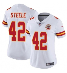 Women's Kansas City Chiefs #42 Carson Steele White Vapor Untouchable Limited Stitched Jersey(Run Small)